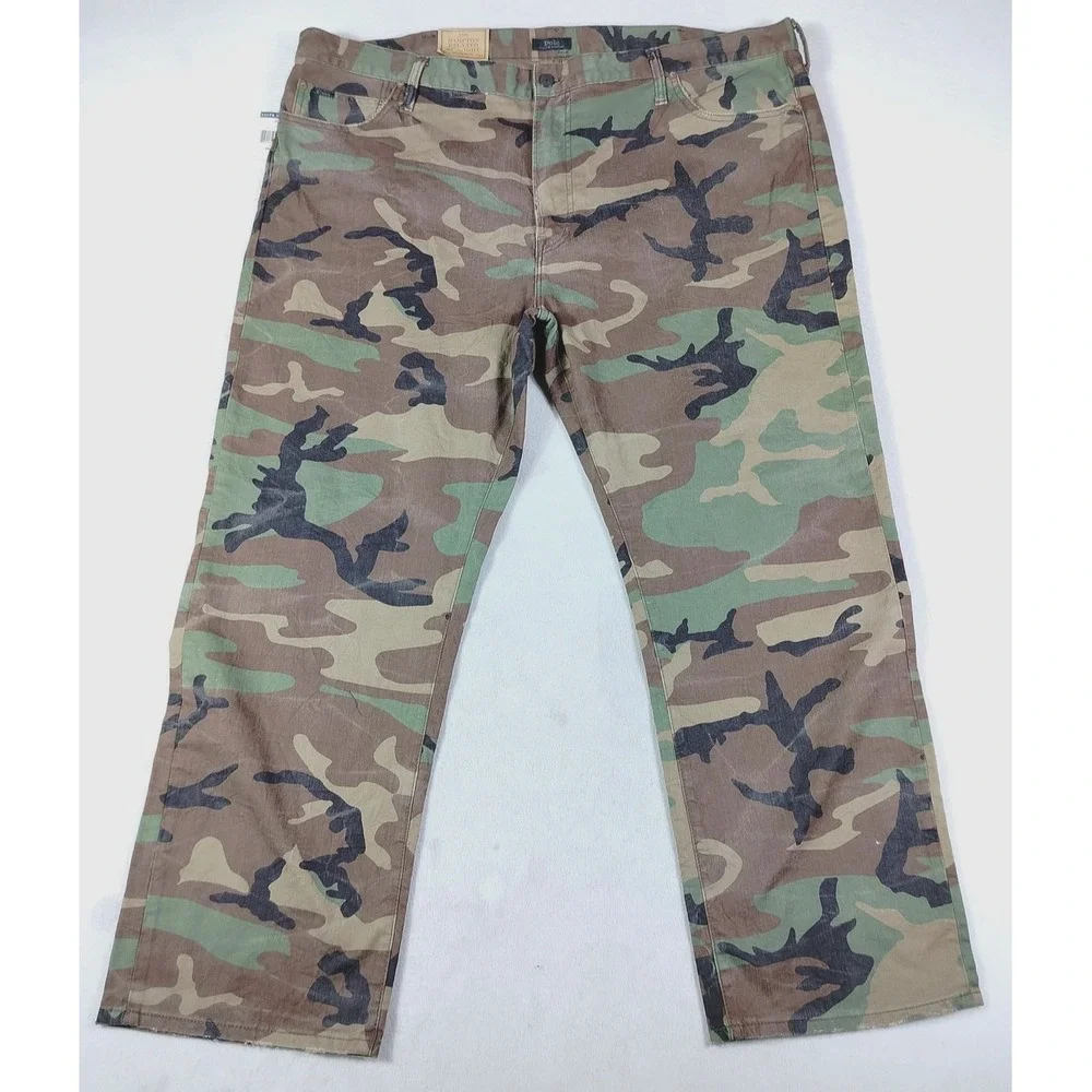 Polo Ralph Lauren Hampton Relaxed Straight Jeans Mens 46x30 Camo Stretch Denim